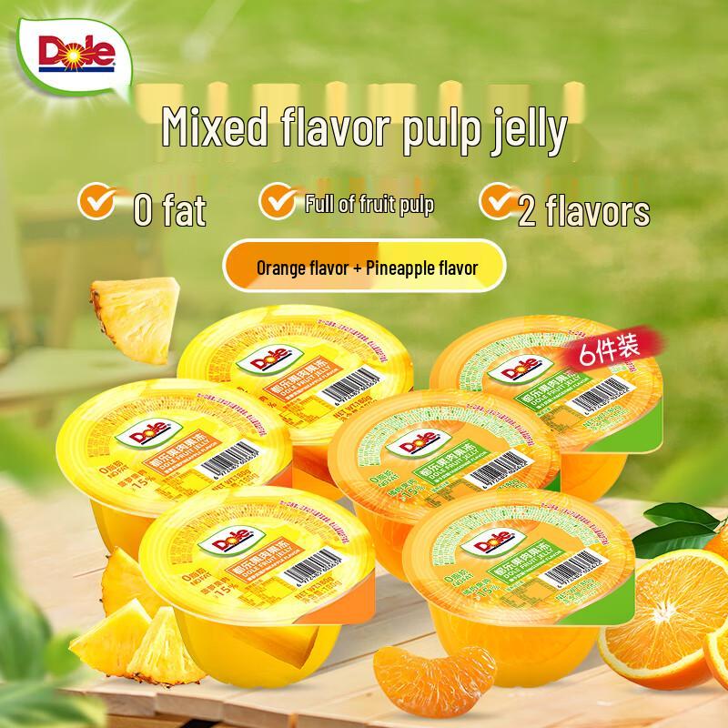 Dole 0-Fat Fruit Jelly Snack, 6 x 180g Cups