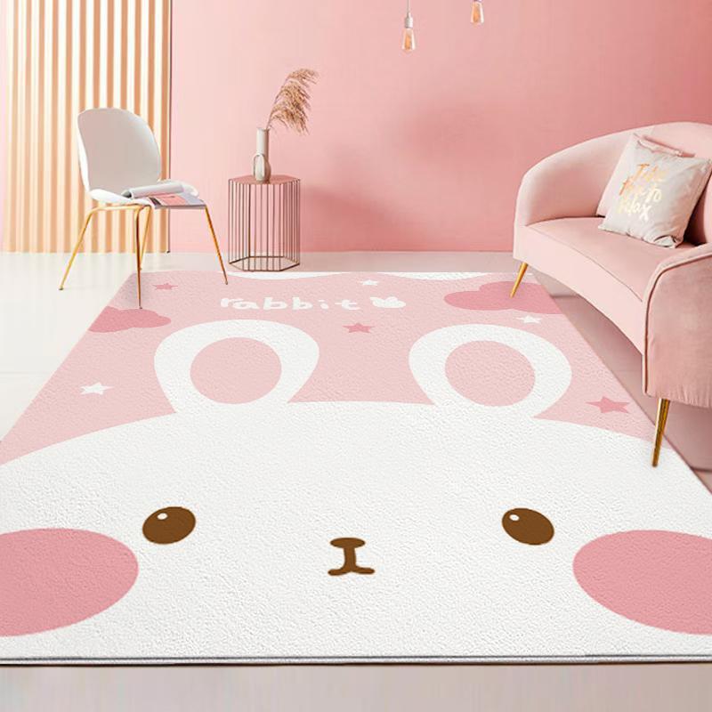 Kawaii Rabbit Rug Cartoon Animal Velvet Baby Room Floor Mat For The Living Room Bedroom Decor Carpet Home Kitchen Bath Tapis