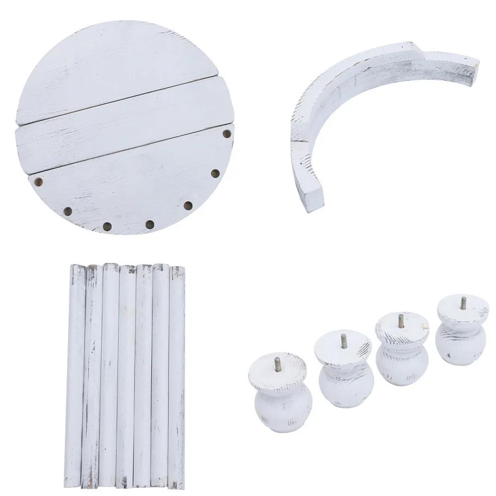 Old-Fashioned Round Leg Wooden Chair - Newborn Photography Props Infant Shooting Sofa-Style Wood Chair Baby Photo Accessories