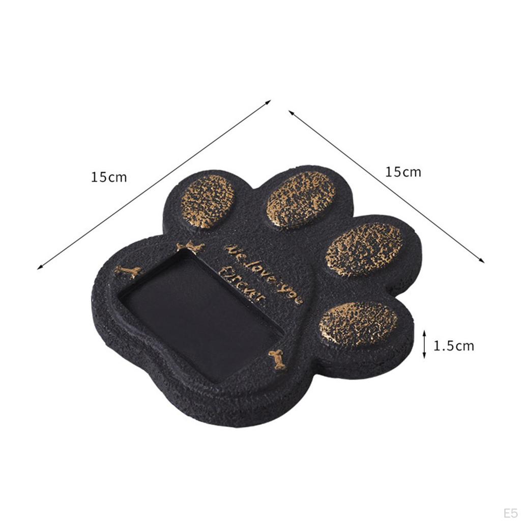 Kamień Pamiątkowy z Odciskiem Łapy dla Zwierząt Domowych z Ramką na Zdjęcie 5,9x5,9x0,6 cala Prezent Wyrazów Współczucia