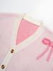 European-American Bow V-Neck Sweater: Women's Autumn/Winter Fashionable Loose Coat