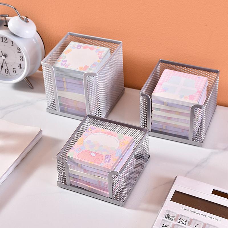 Office Supplies Storage Box Metal Mesh Desktop Sticky Note Box 6Cm