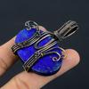 Lapislazuli Anhänger Handgefertigter Edelsteinschmuck, 999 Kupferdraht gewickelter Anhänger, Schmuckanhänger mit einzigartigem Design