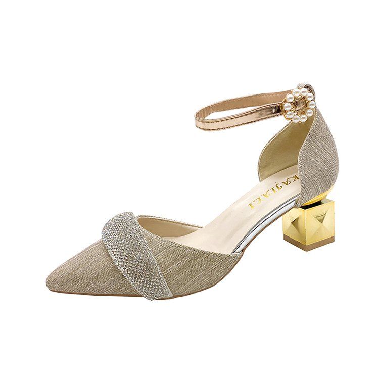

Модные женские туфли с острым носком, жемчужные, на среднем каблуке, бриллиантовые сандалии для женщин, серебристые, новая дышащая модная обувь в продаже, VIP Корея 40