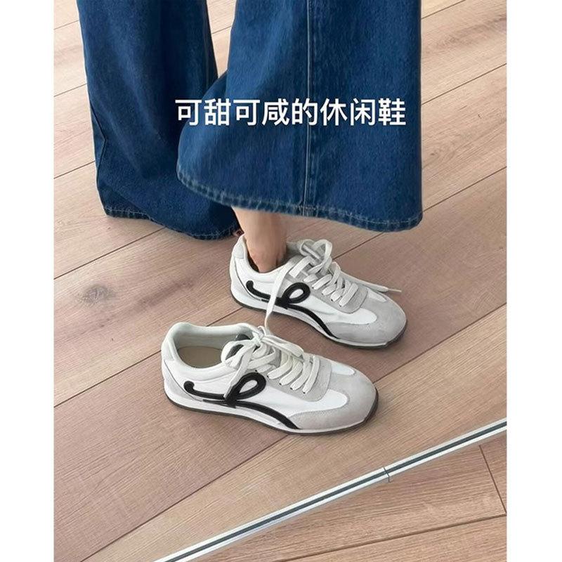 Cowhide version~ blue platform German training shoes women's retro leather versatile sports and leisure shoes soft-soled Forrest Gump shoes wo