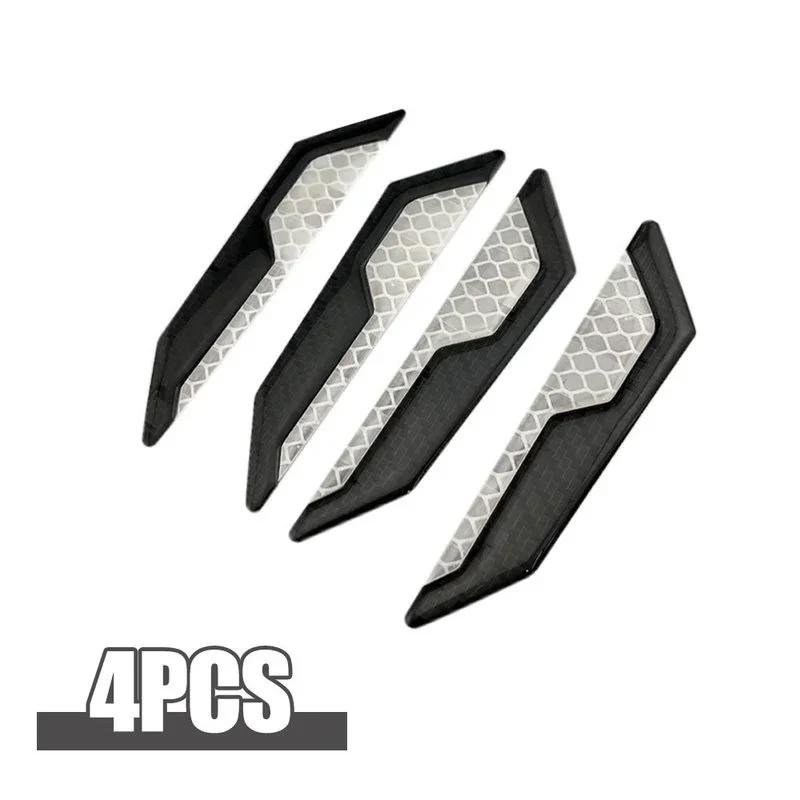 

4x светоотражающие полосы для защиты от царапин на боковых дверях автомобиля, светоотражающие предупреждающие защитные наклейки в стиле углеродного волокна, декоративная предупреждающая полоса белый