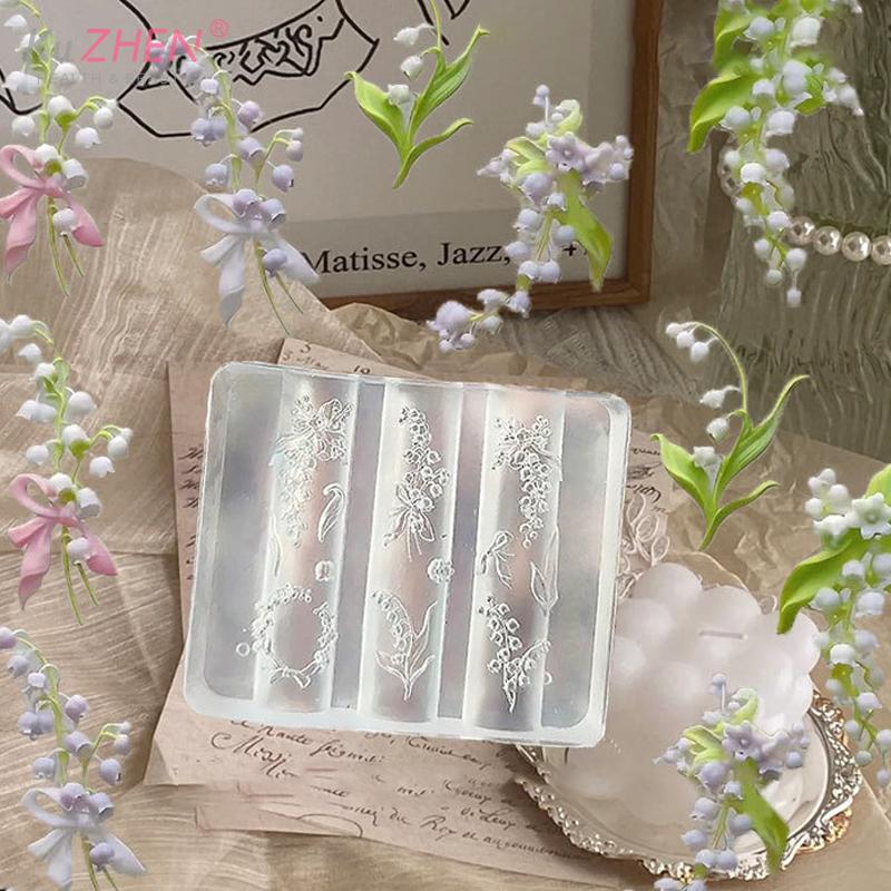 1PC 3D Silicone Mold For Nail Art Design Relief Lily Of The Valley Flower Nail Parts Manicure Templates Plates Tools Accessories