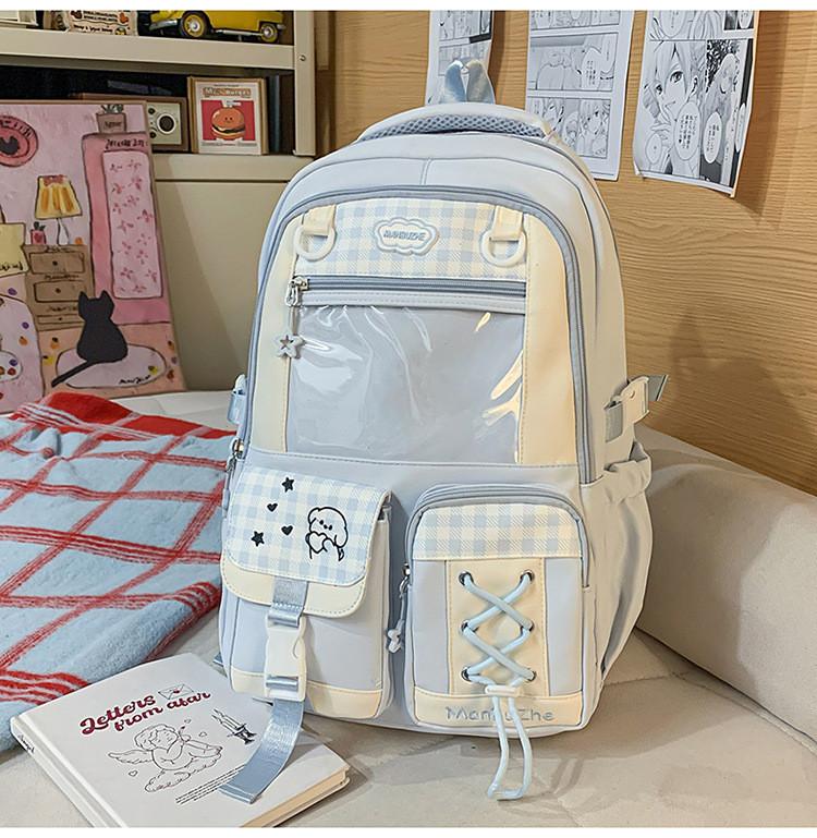 

Cute Cartoon Style Girls Backpack With Large Capacity For School And College синій