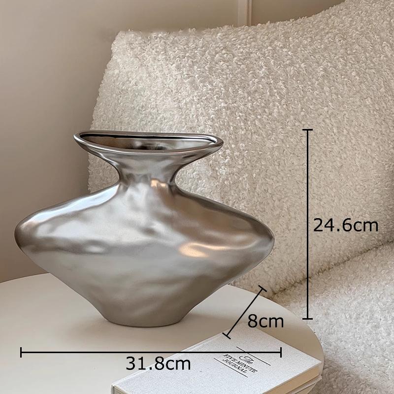 

Wrinkled Texture Ceramic Vase Hydroponics Plant Pots Table Decoration Flowers Arrangement Floral Vases Room Aesthetic Decor