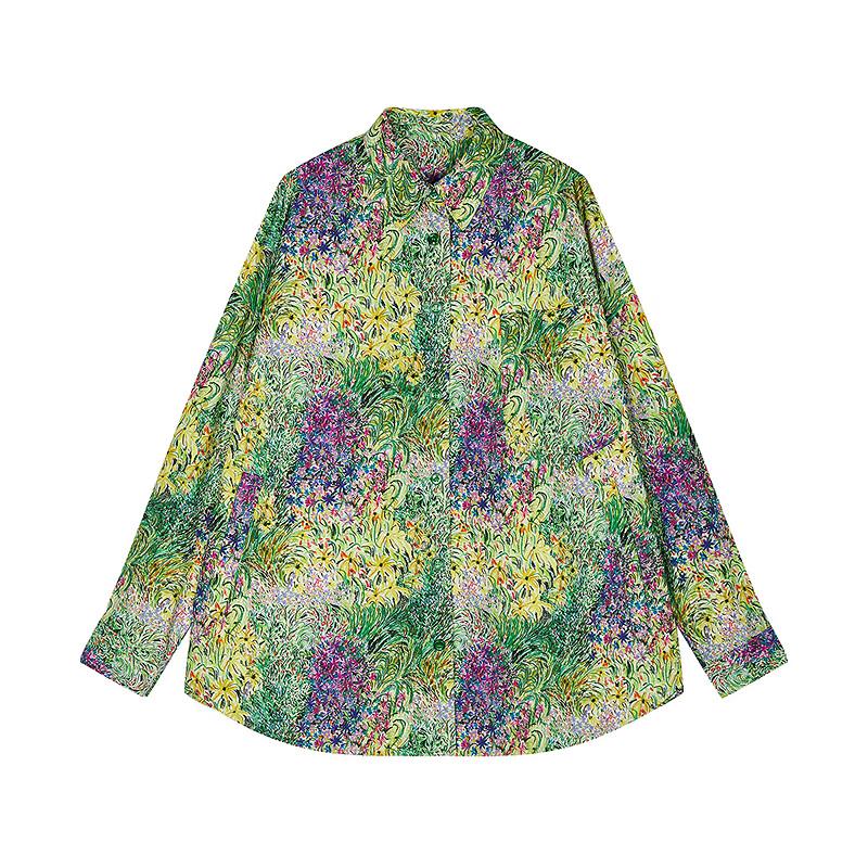 JNBY 2025 Autumn New Loose Cotton Long Sleeve Printed Shirt