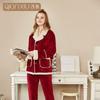 [Verschiedene Stile] Kompound-Imitations-Lammwoll-Pyjama Winter Samt Verdickt Pelz Integrierte Loungewear Hellrot