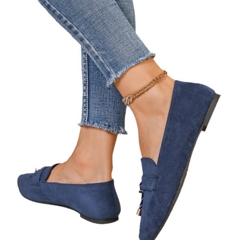 Large size women's autumn new one-pedal lazy shoes retro breathable beanie shoes flat single shoes