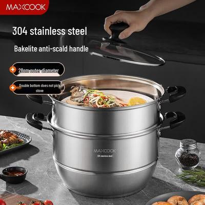 Chef Series 28cm 304 Stainless Steel Double Layer Steamer with Bakelite Handle