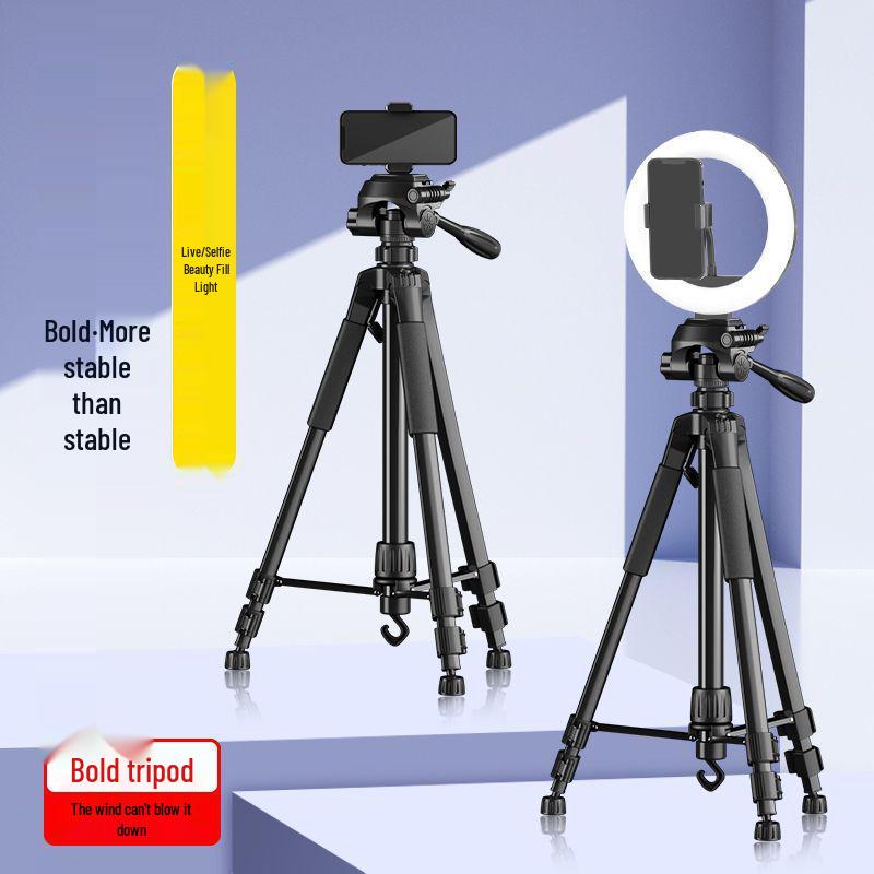 Phone & Camera Tripod Stand with Fill Light and Stabilizer for Live Streaming & Outdoor Videos