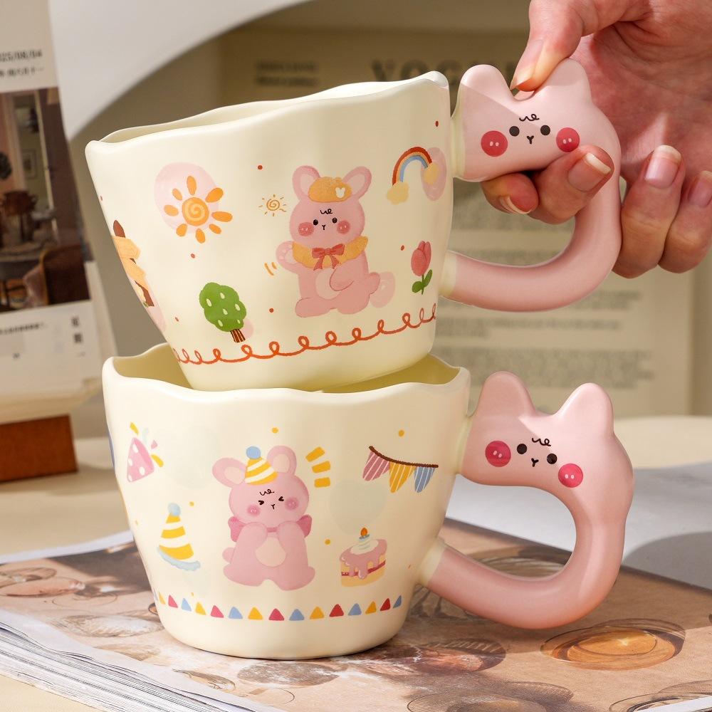 Rabbit children's gift cartoon ceramic mug cute high-value water cup home student breakfast cup souvenir