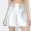 Women Autumn Winter High Waist Zipper Pu Slimming A Line Skirt