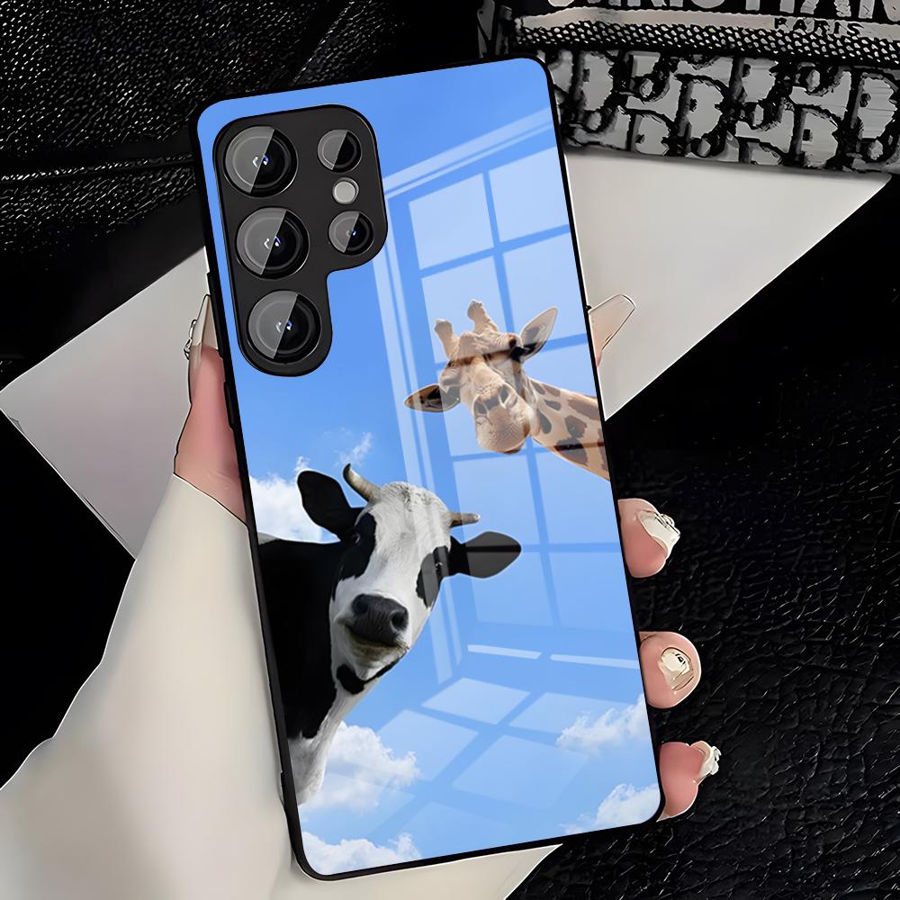 Cute Giraffe Phone Case For Samsung S26 S25 Plus S20 S20 Plus S22 Ultra S23 FE S21 Plus S21 Ultra Glass Cover
