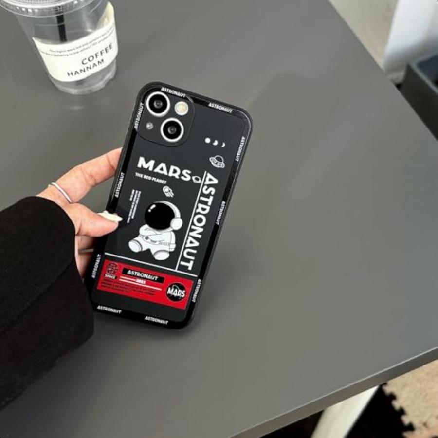 

Совместимый с iPhone 15 Милый чехол Крутой мультяшный космонавт Космос Марс Ракета Дизайн Стильный бампер Мягкий ТПУ резиновый Защитный А United States
