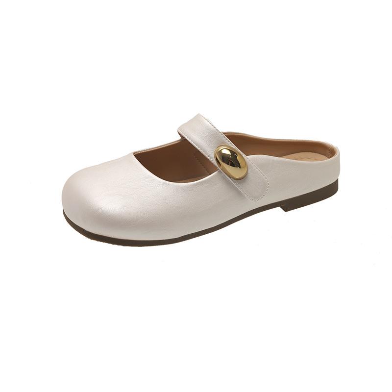 Cowhide version with skirt, one-pedal lazy shoes, bag head and half slippers, women's summer outer wear new models