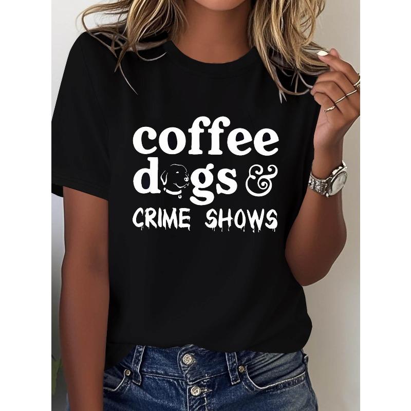 Plus Size - Plus Size - Casual Outfits Featuring Coffee, Dogs, And Crime Dramas: a Stylish Plus-Size Women S Spring And Summer T-Shirt S