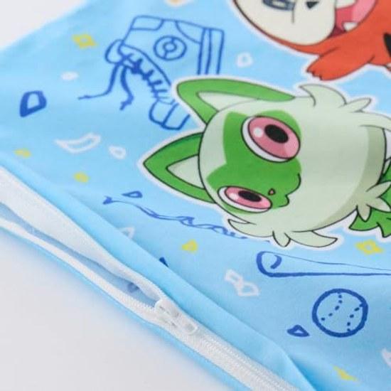 MORIPiLO Childrens Pillow Pokémon Pikachu Sports Time Blue Approximately 28x39cm Gentle On Skin 100 Cotton Cover Washable Plush Cushion Character