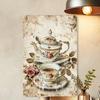 Vintage Rose Cup Metal Wall Poster 8x12 Inch Cafe Decor Gift