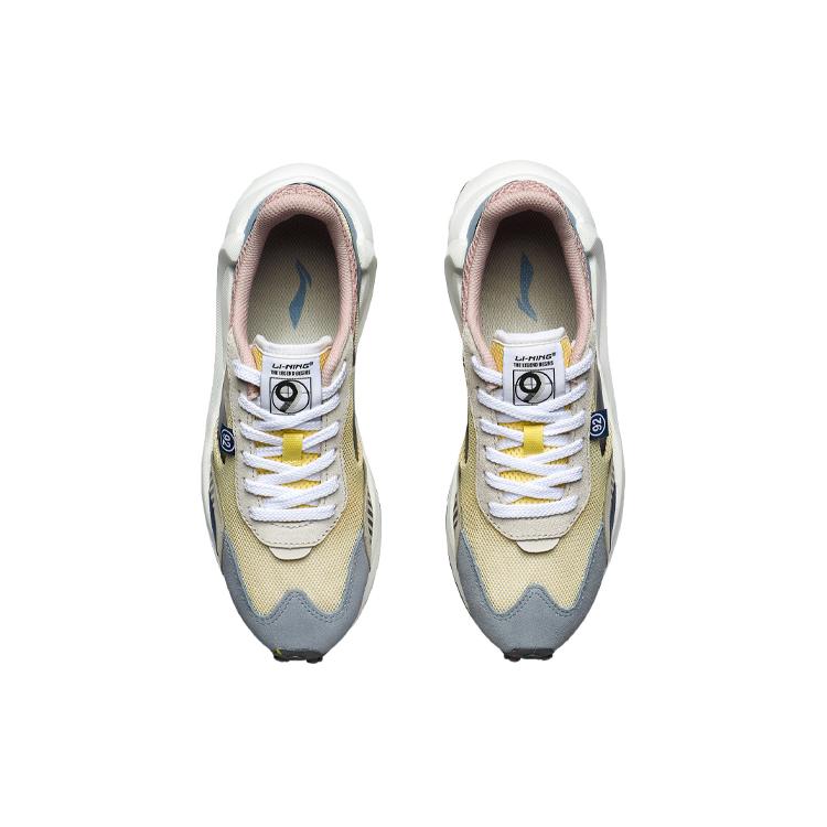 Li Ning Square Running Shoes Women's Yellow Blue Gray AGCR034-4