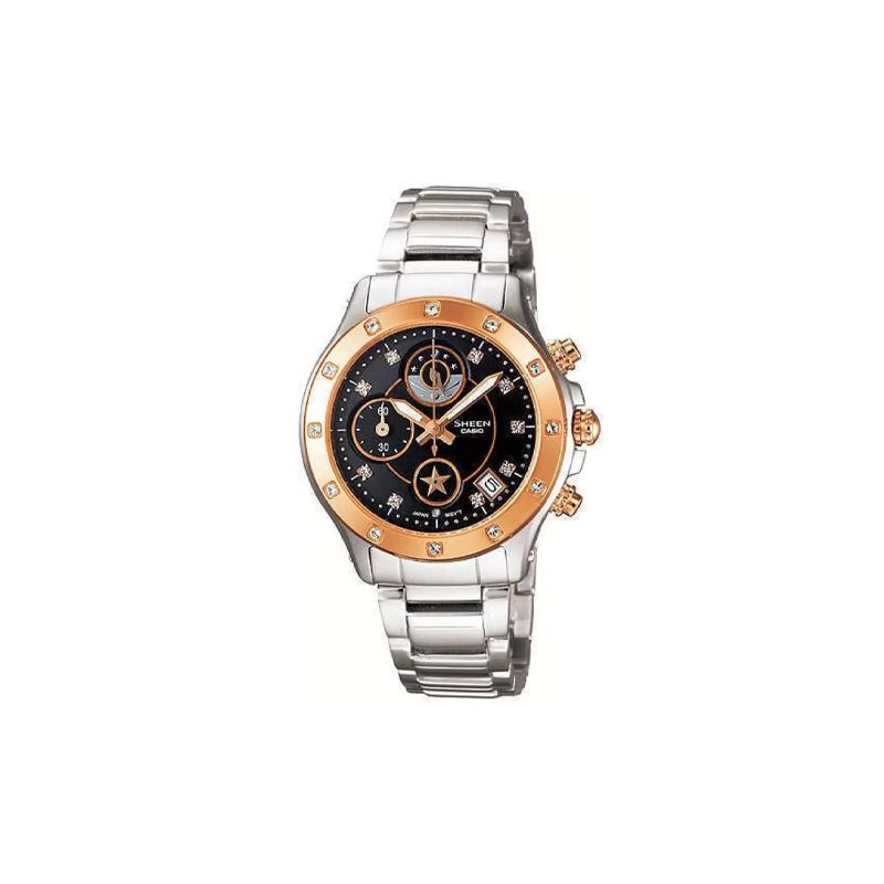 

Casio CASIOSHEEN series 200 meters waterproof quartz movement stainless steel strap Japanese and Korean watch women s watch black dial SHN-5511SG-1ADR чорний