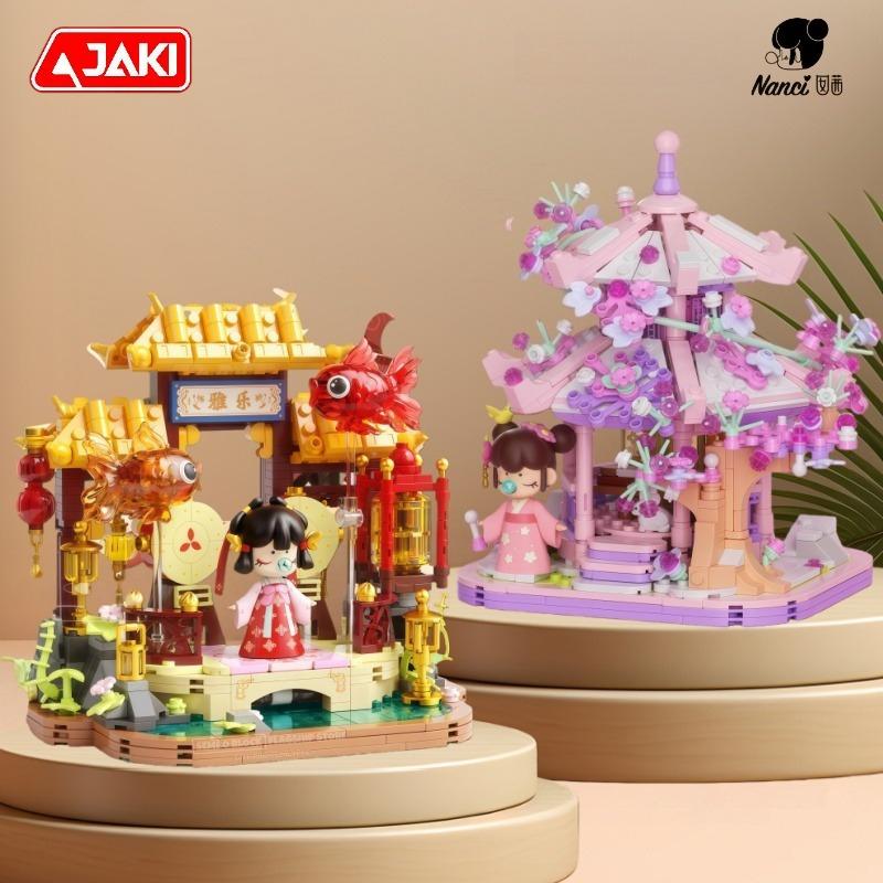Nanci Assembling Building Blocks Wintersweet Pavilion Anime Cartoon Kawaii Model Collectible Ornament Children Holiday Gift