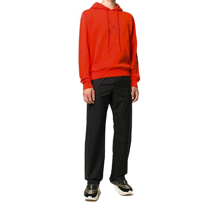 Off-White FW20 Worker Pattern Arrow Logo Hoodie Men Hoodie Red OMBB034E20FLE0032010