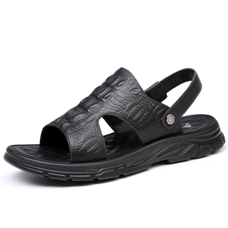 Fashion Summer Comfortable Soft Bottom Lightweight Fashion Men Breathable Non Slip High Quality Top Layer Cowhide Beach Outdoor Sandals