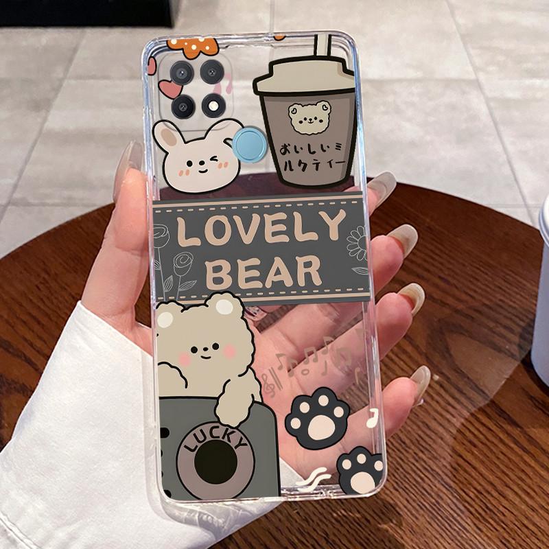 Casing For Oppo A15 A15s Case CPH2185 CPH2179 Aesthetic Fashion Cute Cat Cartoon Phone Case Clear Silicone TPU Soft Back Cover