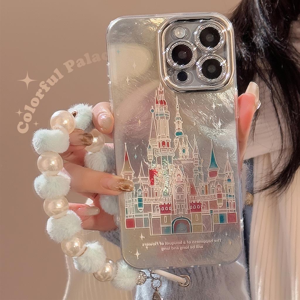Fantasy Ins Colorful Castle Apple 17 Mobile Phone Case Iphone16 Suitable for 14pro Max Plush Chain 13 Full Package