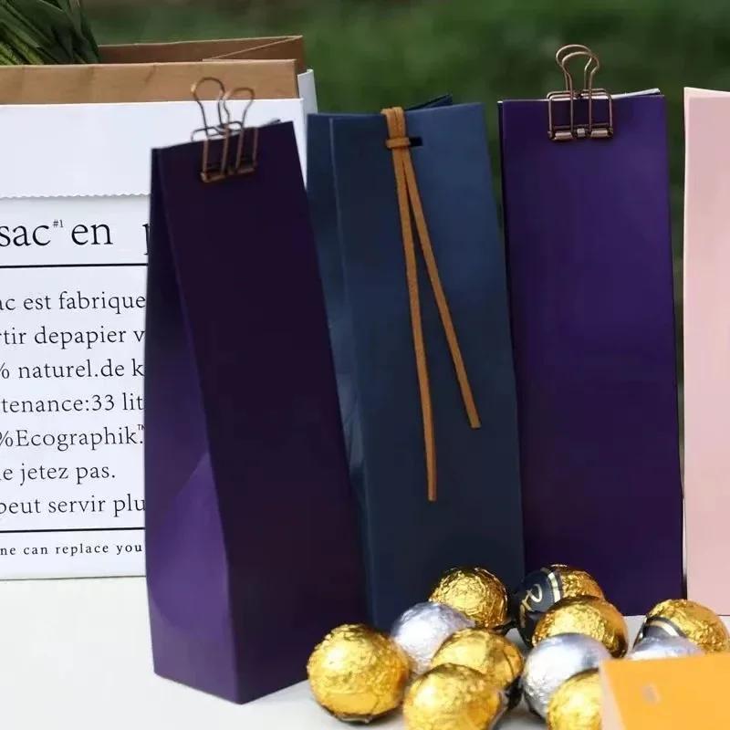 10Pcs Kraft Paper Gift Bag Candy Colorful Favor Bag Wedding Cookie Candy Bags Kids Birthday Party Decor Festival Mini Favor Box