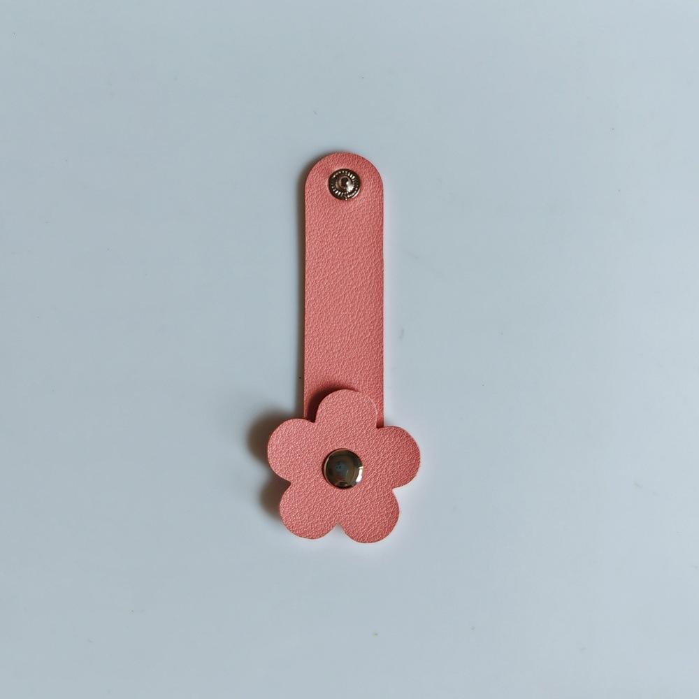 Cable Winder PU Leather Flower Shaped Cable Tie Headphone Stand Wire Organizer Headphone Winding Device