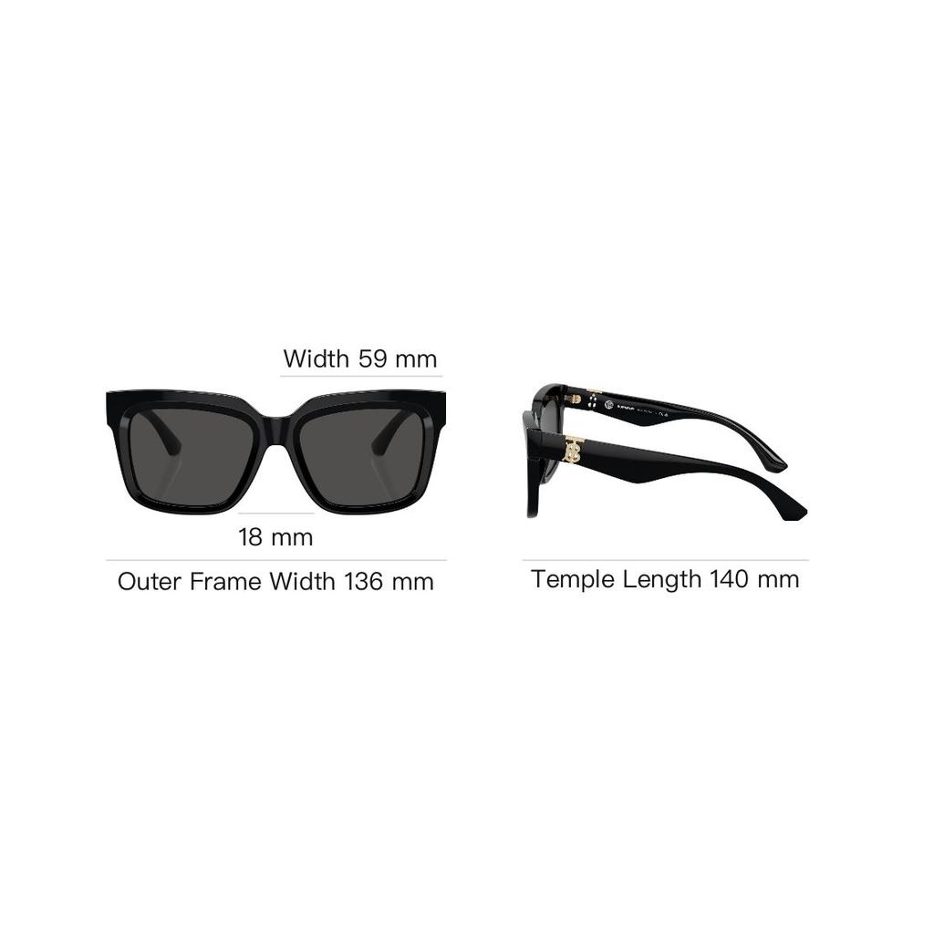 Burberry Logo Irregular Frame Sunglasses Unisex Sunglasses Black OBE4419F-300187