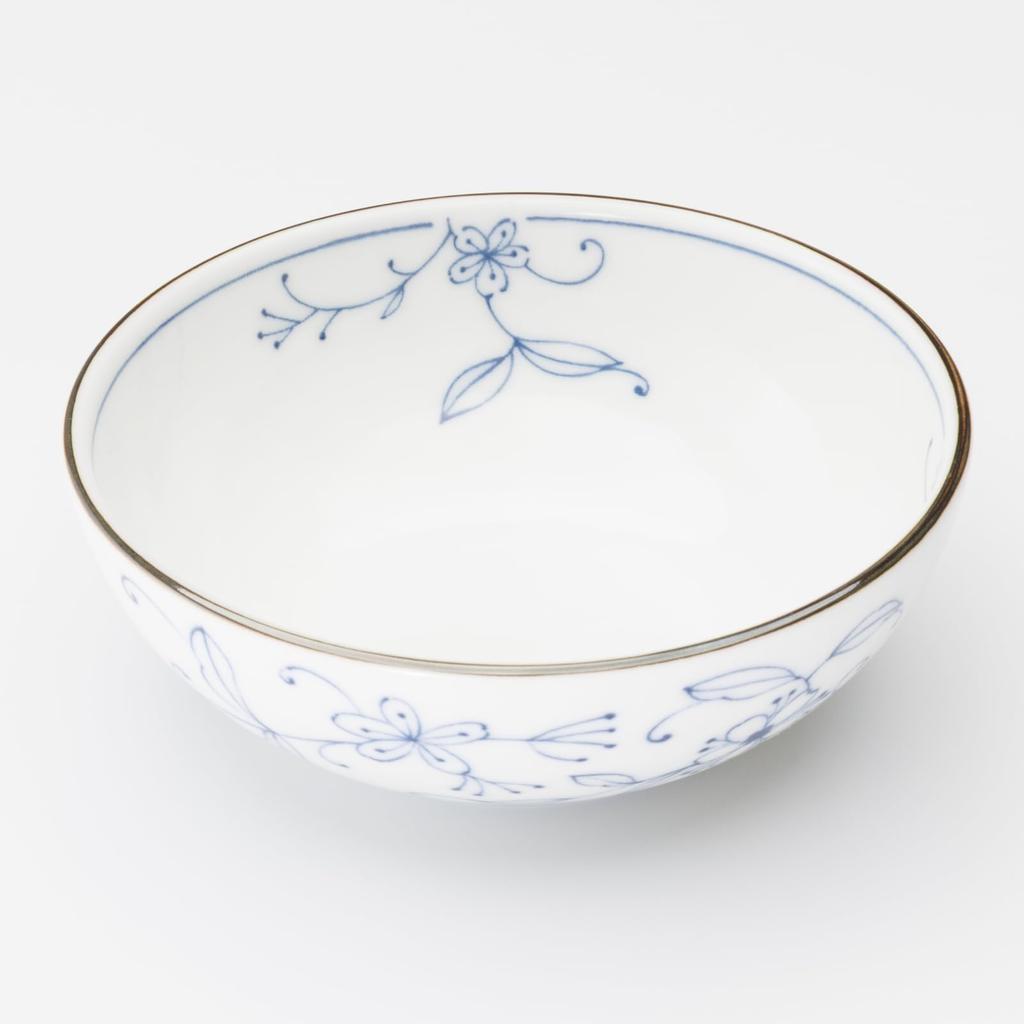 Mino Ware Dinnerware Set of Small 12cm Microwave and Dishwasher Made in Product Number 564617 "Line Arabesque" 5, Bowls, Plates, Approx. Diameter,