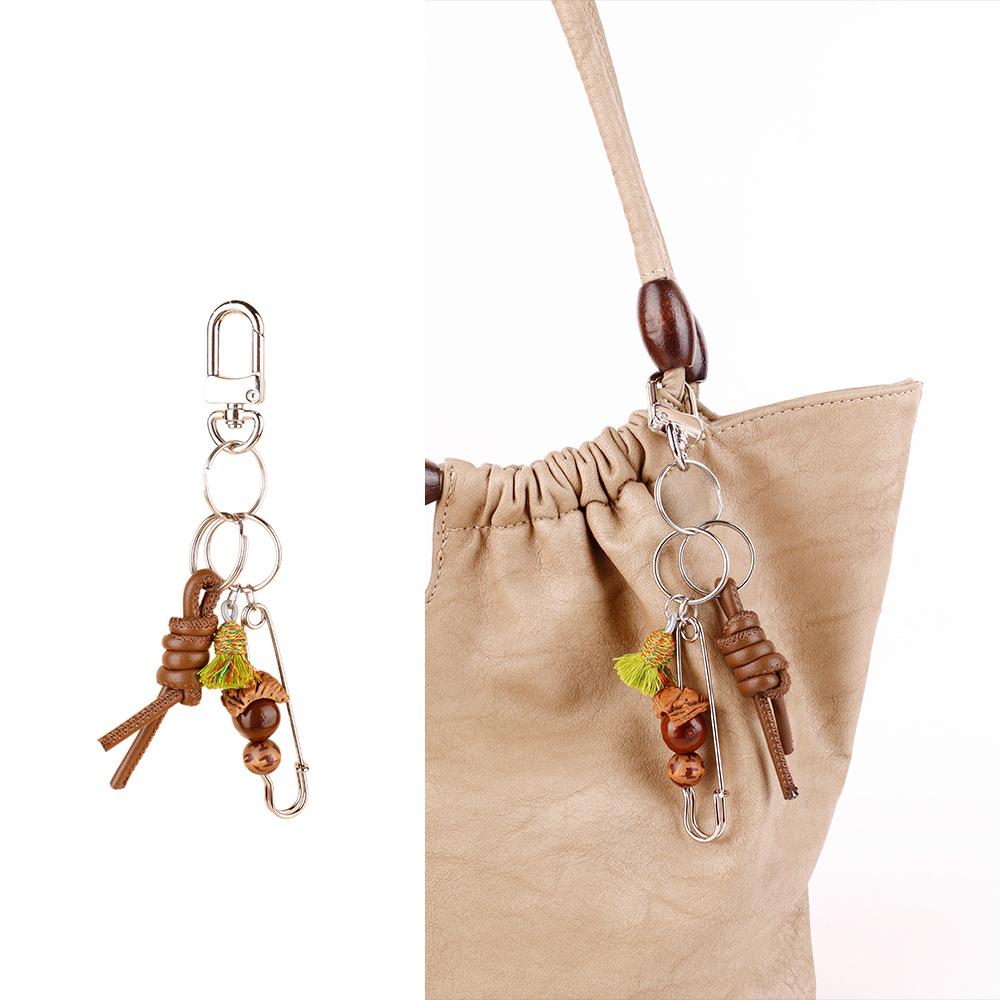 Wenqi's Vintage Wood Bead Wish-Fulfilling Charm Keychain Pendant