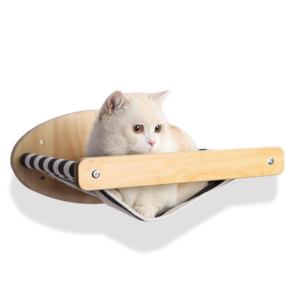 DIY Cat Hammock Wall Mounted Scratching Post Ladder House Space Capsule Toy Climbing Frame Canvas Bed