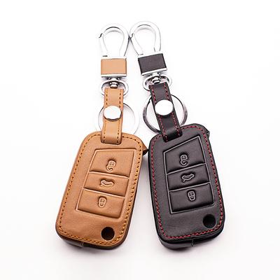 Klassisches Design Auto Leder Schlüsselhülle Etui Geeignet für Volkswagen Golf Etui 7 GTI MK7 POLO Für Skoda Octavia A7 Schlüssel Zubehör