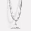 Titanium Steel Personalized Letter "W" Necklace - Double-layered and Layered with Sweater Chains. Stylish, Simple, Hip-hop, Cuban Style.