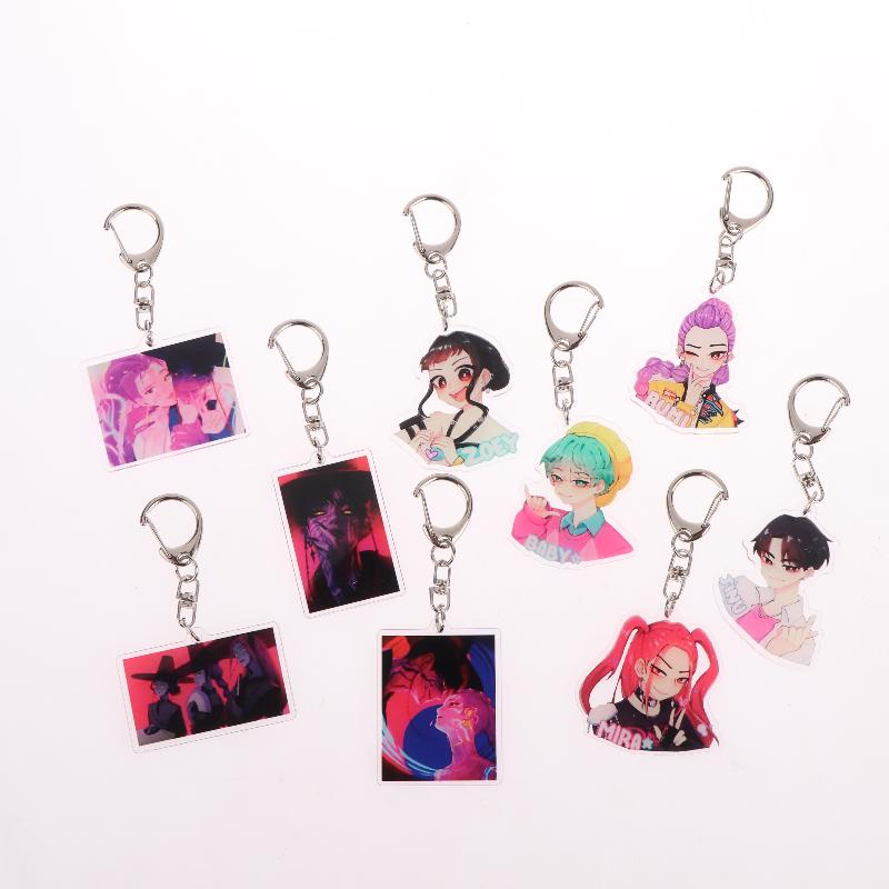 Kpop Demon Hunters Huntrix Saja Boys Keychains For Accessories Jewelry Rumi Zoey Jinu Mira Sold My Soul Keyrings Fans Gifts