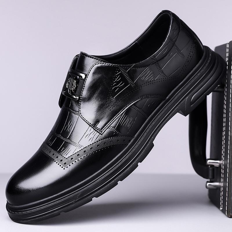 

Мода Весна Осень Новые Мужские Модные Кожаные Туфли Бизнес Формальные Повседневные Кожаные Туфли Платья Однотонные Роскошные Туфли на Платформе Мужские 38 чёрный