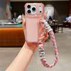 Soft Transparent Glitter Wrist Strap Silicone Phone Case for IPhone 17 16 15 Plus 14 13 12 Pro Max X XR XS Clear Kickstand Cover