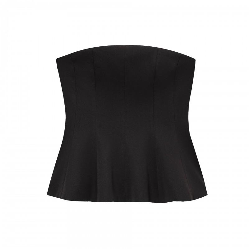 Womens Sleeveless Crop Top With Skirt-Hem Detail Solid Color Fit Office Chic