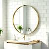 Round Wall Mirror 61 cm, Wall Mounted Bathroom Mirror with Tempered Safety Glass and Aluminium Alloy Frame, Gold Tone