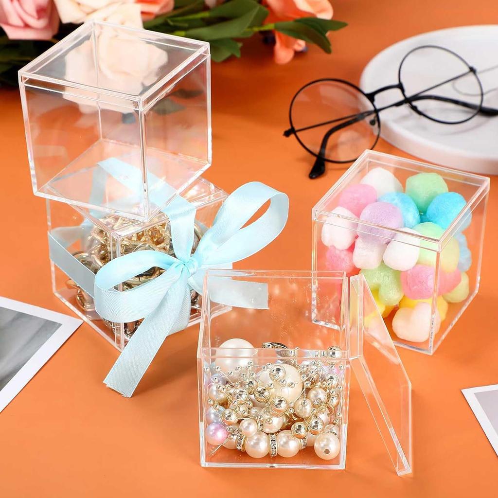 Set of 6 Square Acrylic Boxes with Transparent Storage Display Gift Dustproof and Perfect for Nail Anime Hair and Small Item Storage 6.56.56.5cm
