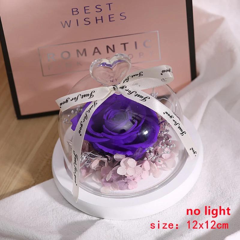 Valentines Day Gift for Girlfriend Eternal Rose LED Light Flower In Glass Cover Mothers Day Birthday Party Wedding Decoration