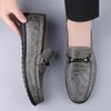 Men's Casual Leather Slip-On Loafers - Low-Top Spring Driving Shoes with Cowhide Upper