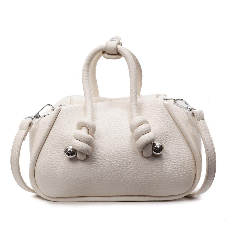 Trendy new product simple solid color niche design handbag bag femininity versatile high sense lychee pattern messenger bag